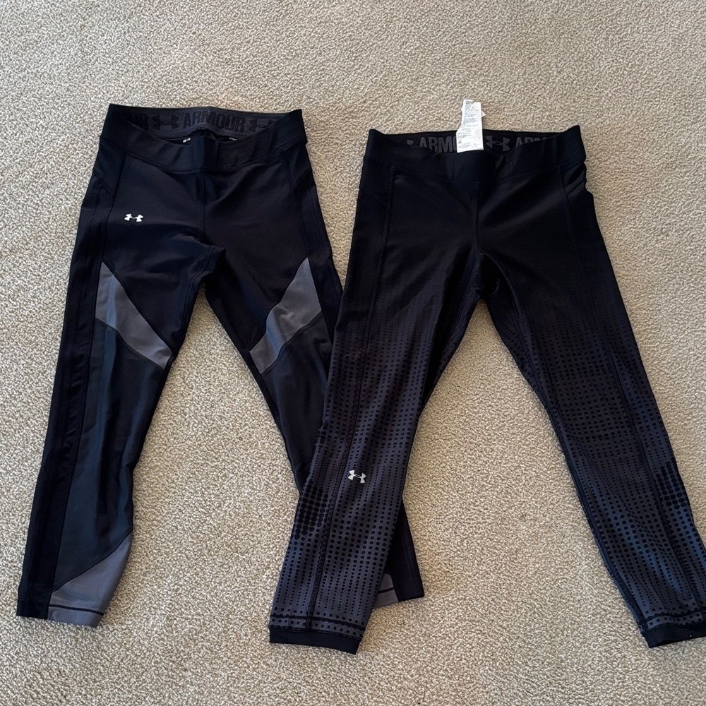 Lot of 2 Under Armour Black and Gray Athletic Leggings